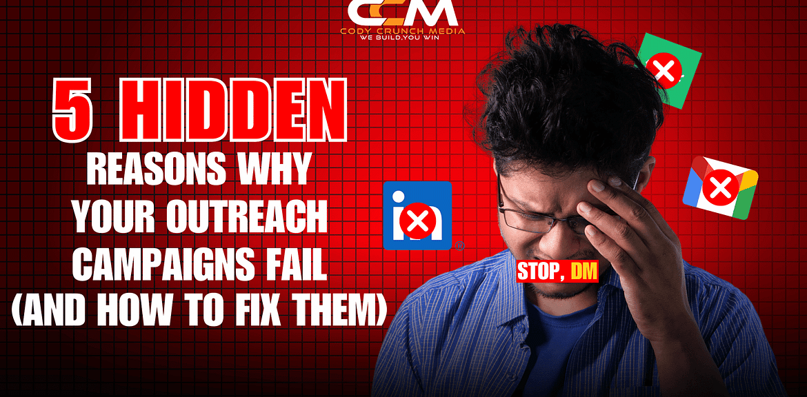 5 Hidden Reasons Why Your Outreach Campaigns Fail (And How to Fix Them) 1 outreach campaigns, social media freelancer, web developer, digital marketer, target audience, igsd formula, niche down, value proposition, pain points, multi-touch outreach, personalization, automation tools, mentorship programs, digital marketing, practical tips, proven strategies, real-world examples, client goals, competitor reviews, social media visibility, cold email, linkedin’s sales navigator, blog posts, case studies, infographics, hubspot, mailshake, surveymonkey, google forms, growthmentor, online courses, chatgpt, canva, professional development, smbs